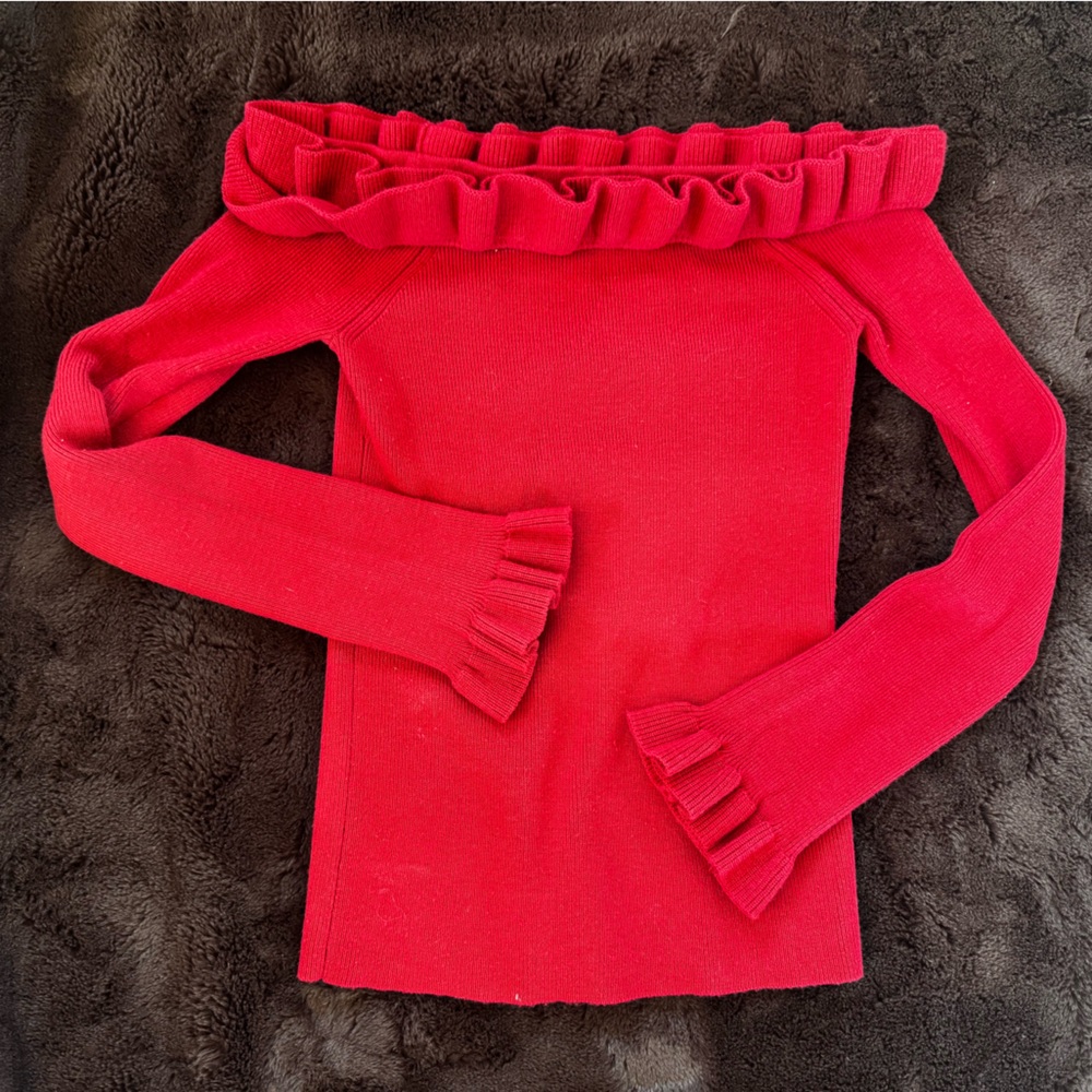 White House Black Market Red Off-the-Shoulder Sweater